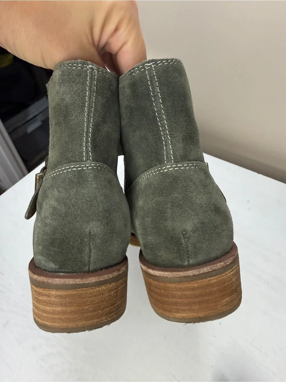 Sofft Women's Brocke Boot Size 8 Short Olive Green Suede Boho Waterproof Shoe